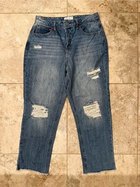 Vanilla Star Distressed Boyfriend Jeans - Blue